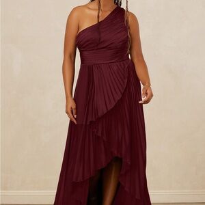Christian Siriano (for Azazie) One-Shoulder Cabernet/Burgundy Dress